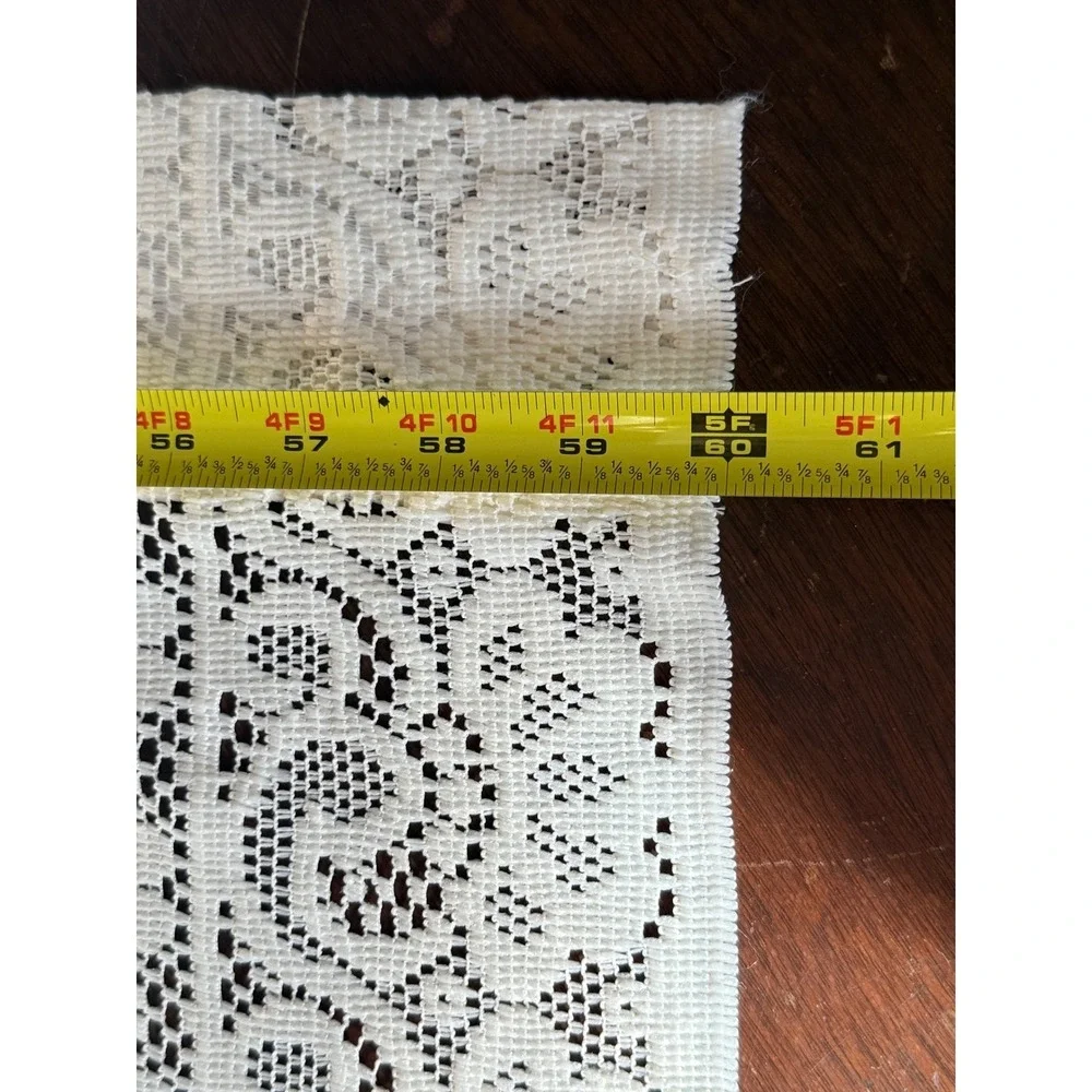 Vintage‎ Cream Floral Lace Curtain Panel Medallion Pattern 60x64 Rod Pocket